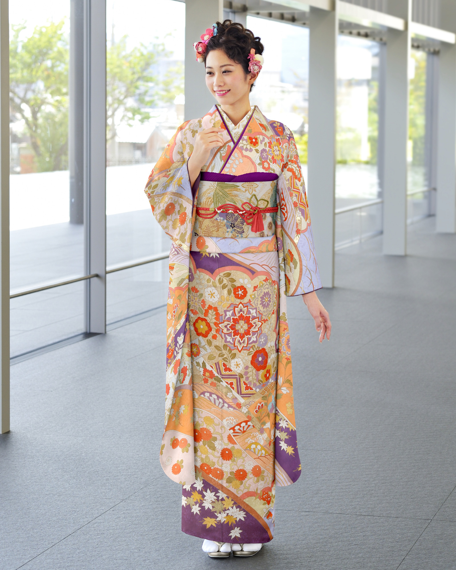 ロイヤル作家 藤井寛作 手描き京友禅振袖 『雲に変り波取唐草慶長』