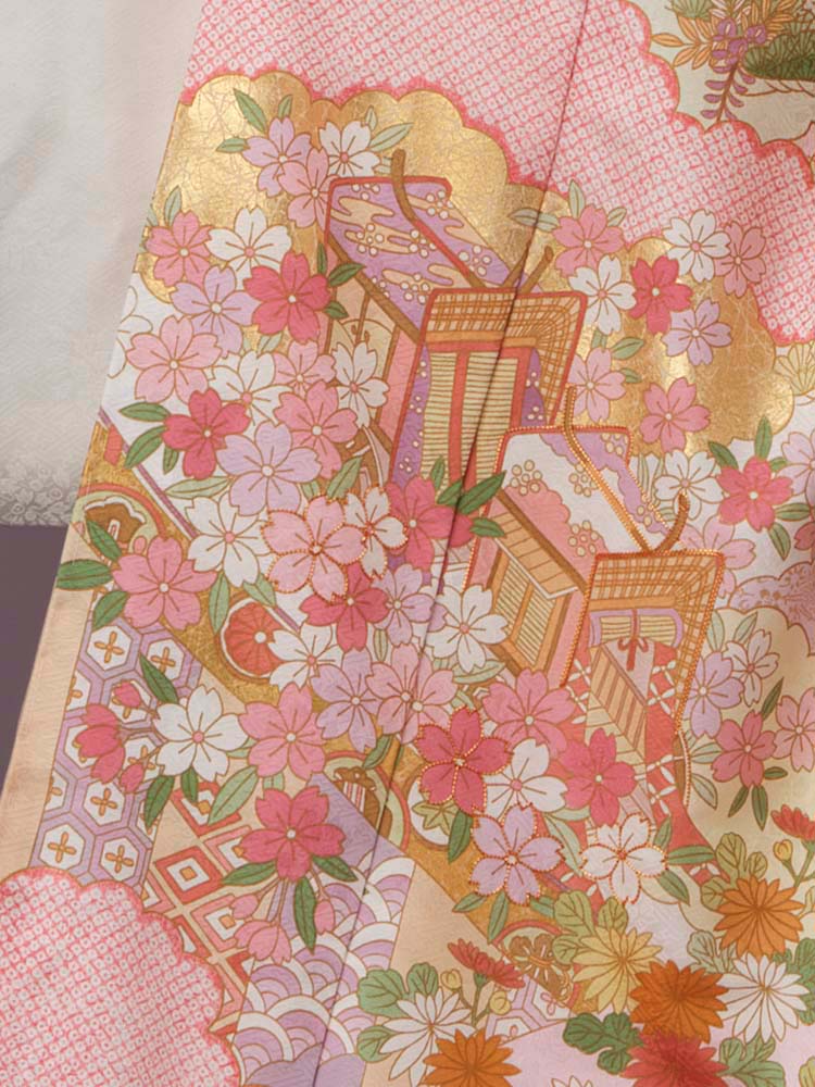 藤井寛 手描き京友禅振袖 重雲取古都の春宴