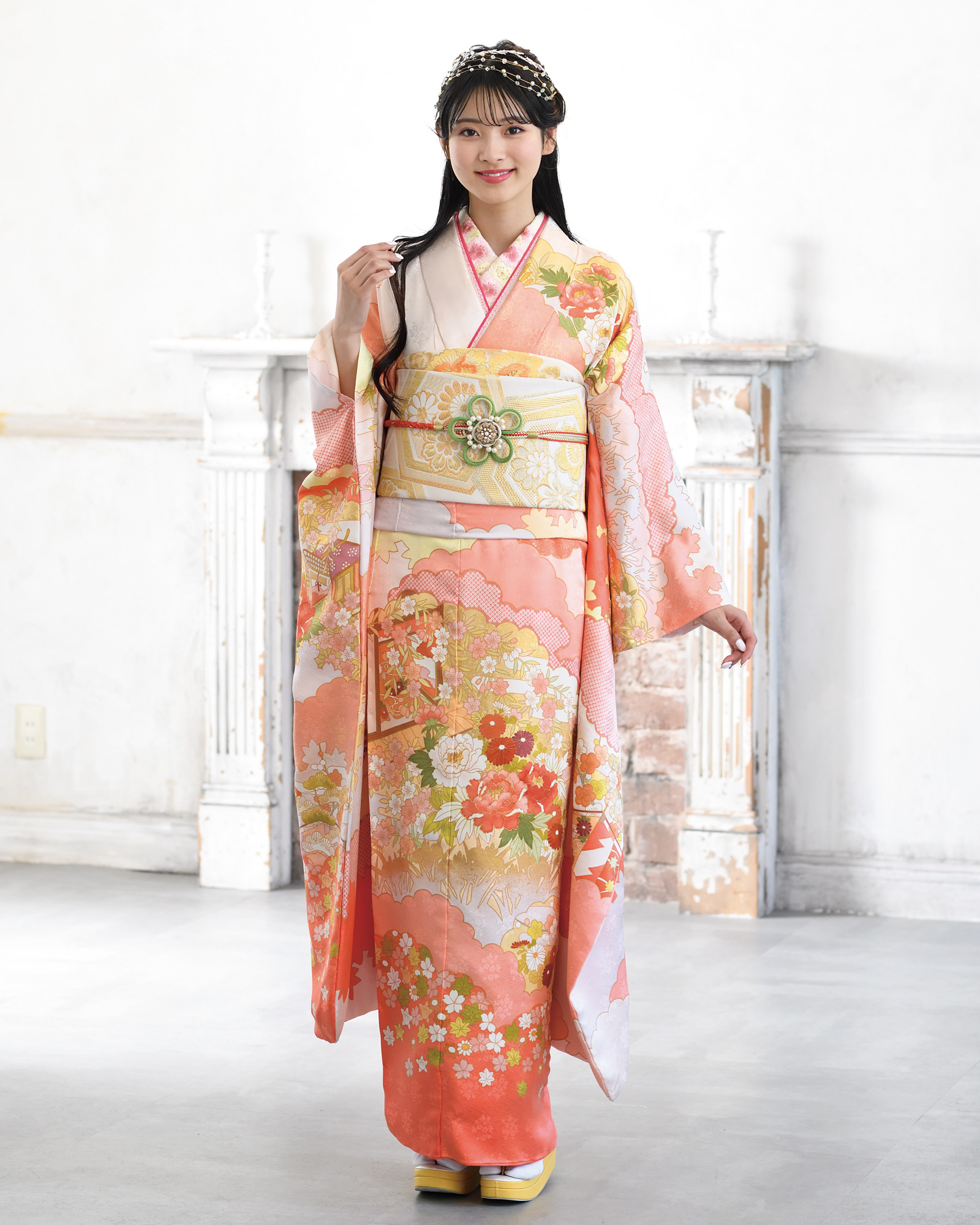 ロイヤル作家 藤井寛作 手描き京友禅振袖 『四季昼夜取王朝花宴』