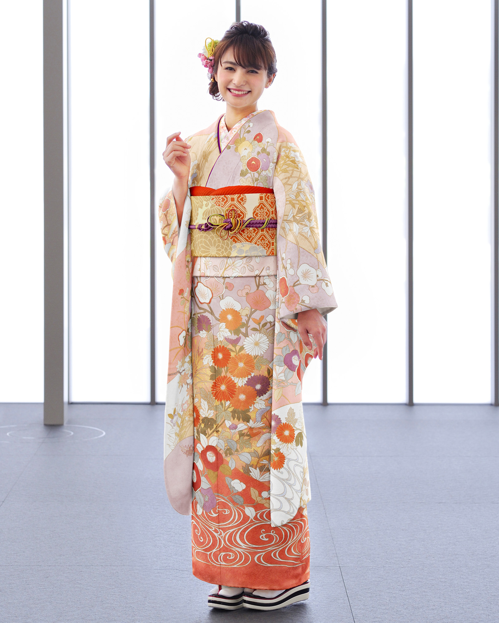 ロイヤル作家 藤井寛作 手描き京友禅振袖『山取琳派の図』