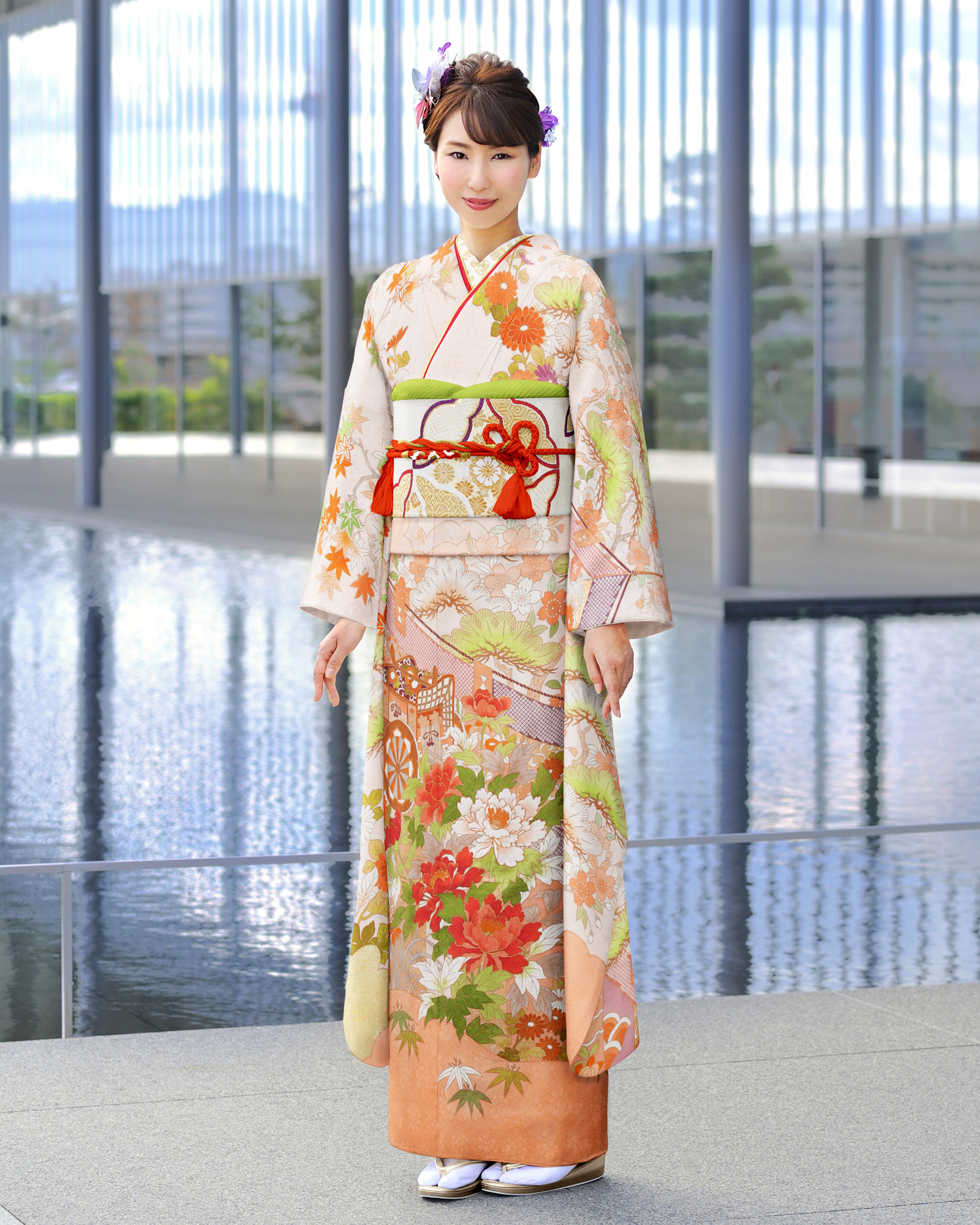 ロイヤル作家 藤井寛作 手描き京友禅振袖『王朝満幕春秋』