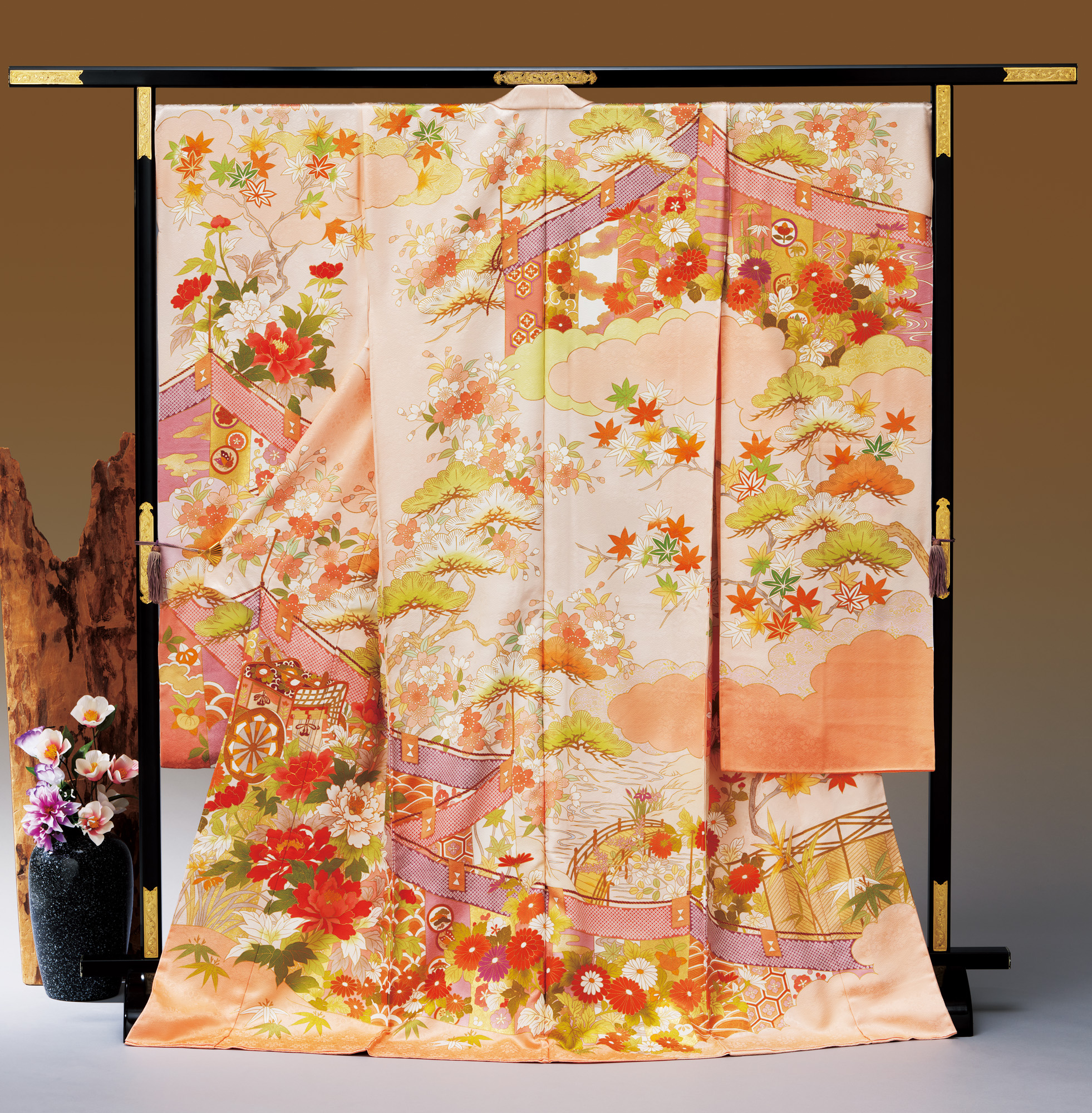 ロイヤル作家 藤井寛作 手描き京友禅振袖『王朝満幕春秋』