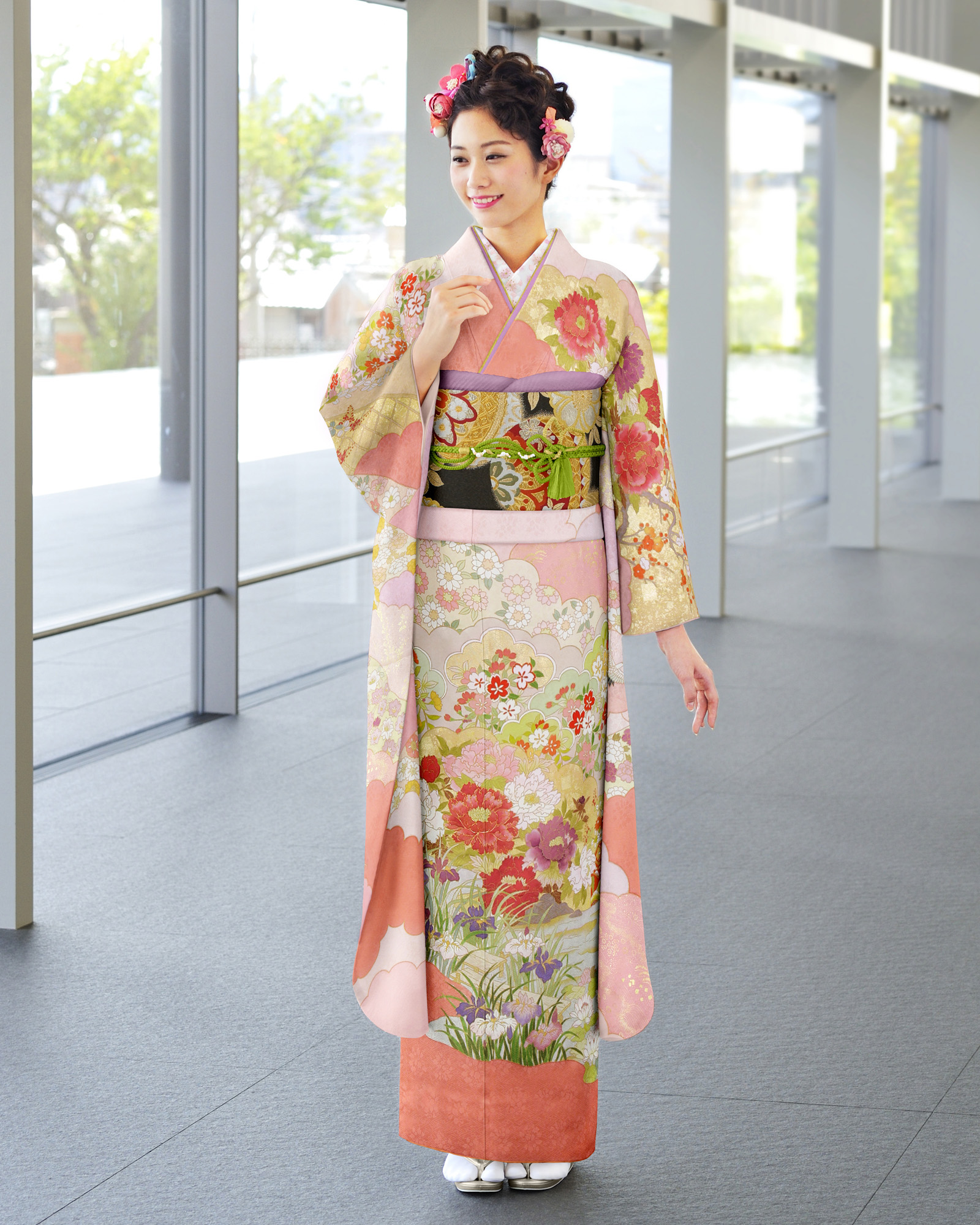 ロイヤル作家 藤井寛作 手描き京友禅振袖『重雲取花園絵巻』