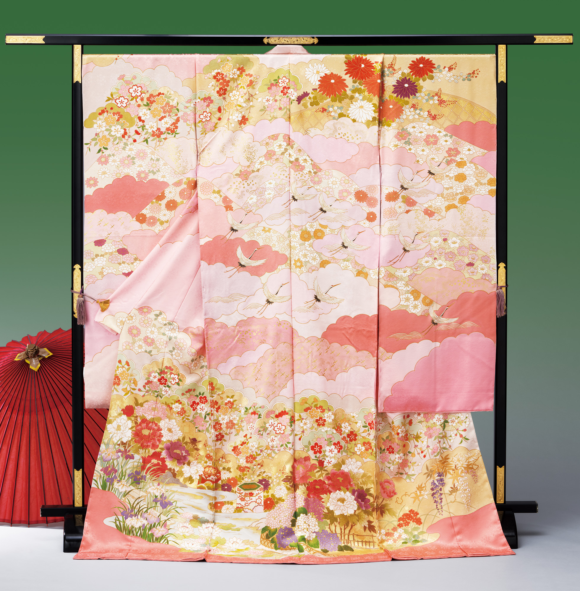 ロイヤル作家 藤井寛作 手描き京友禅振袖『重雲取花園絵巻』