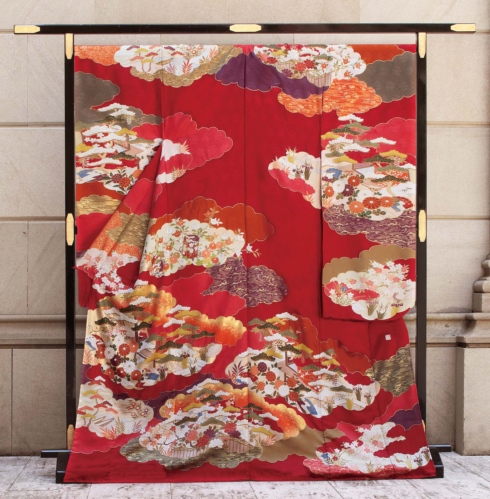 ロイヤル作家 藤井寛作 手描き京友禅振袖 『方寄重雲御殿』