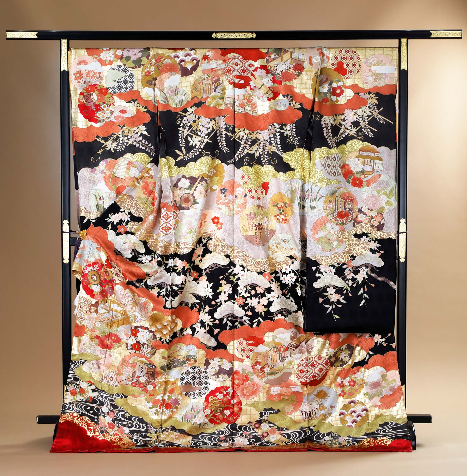 ロイヤル作家 藤井寛作 手描き京友禅振袖 『正羽雲取雪輪王朝』