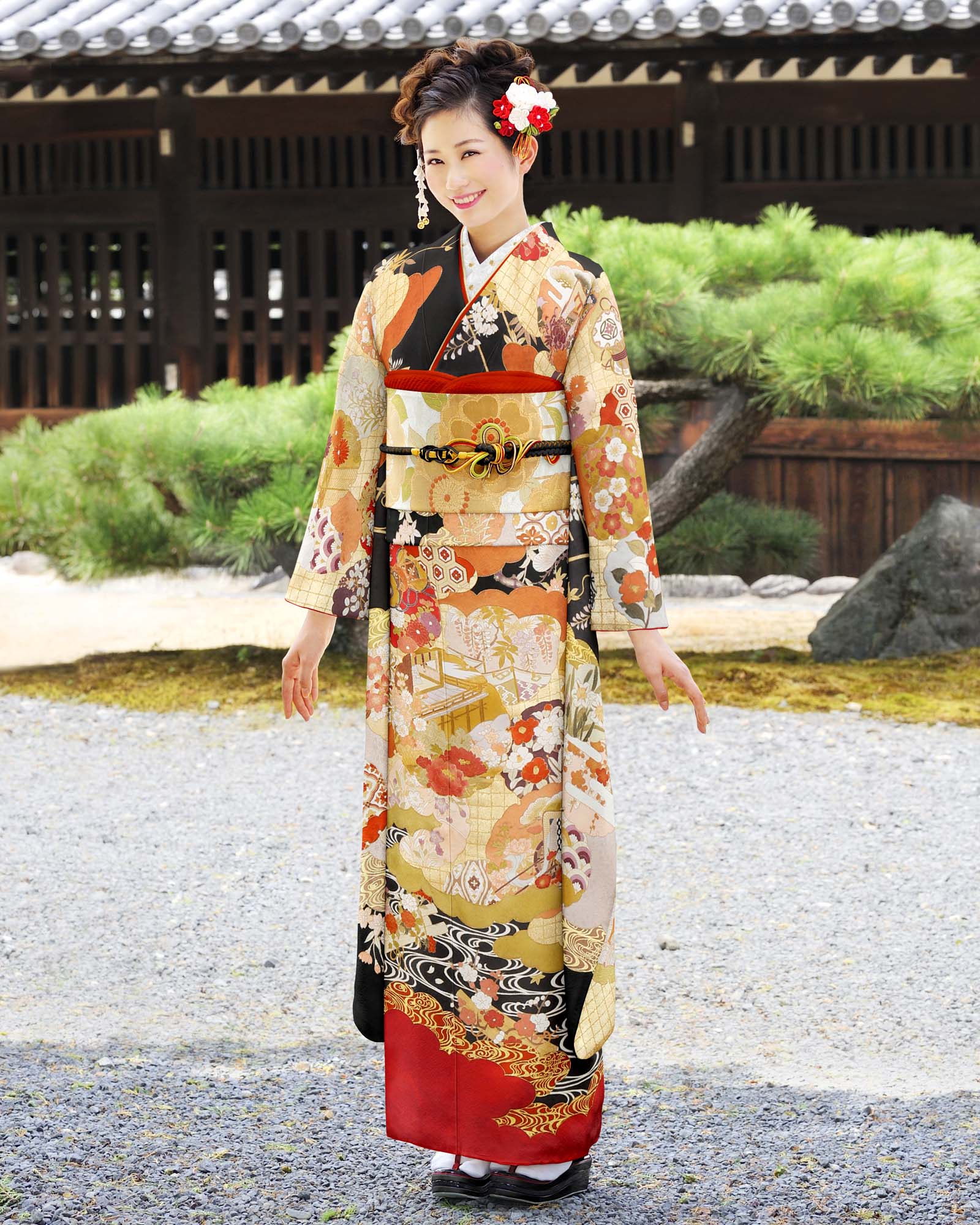 ロイヤル作家 藤井寛作 手描き京友禅振袖 『正羽雲取雪輪王朝』