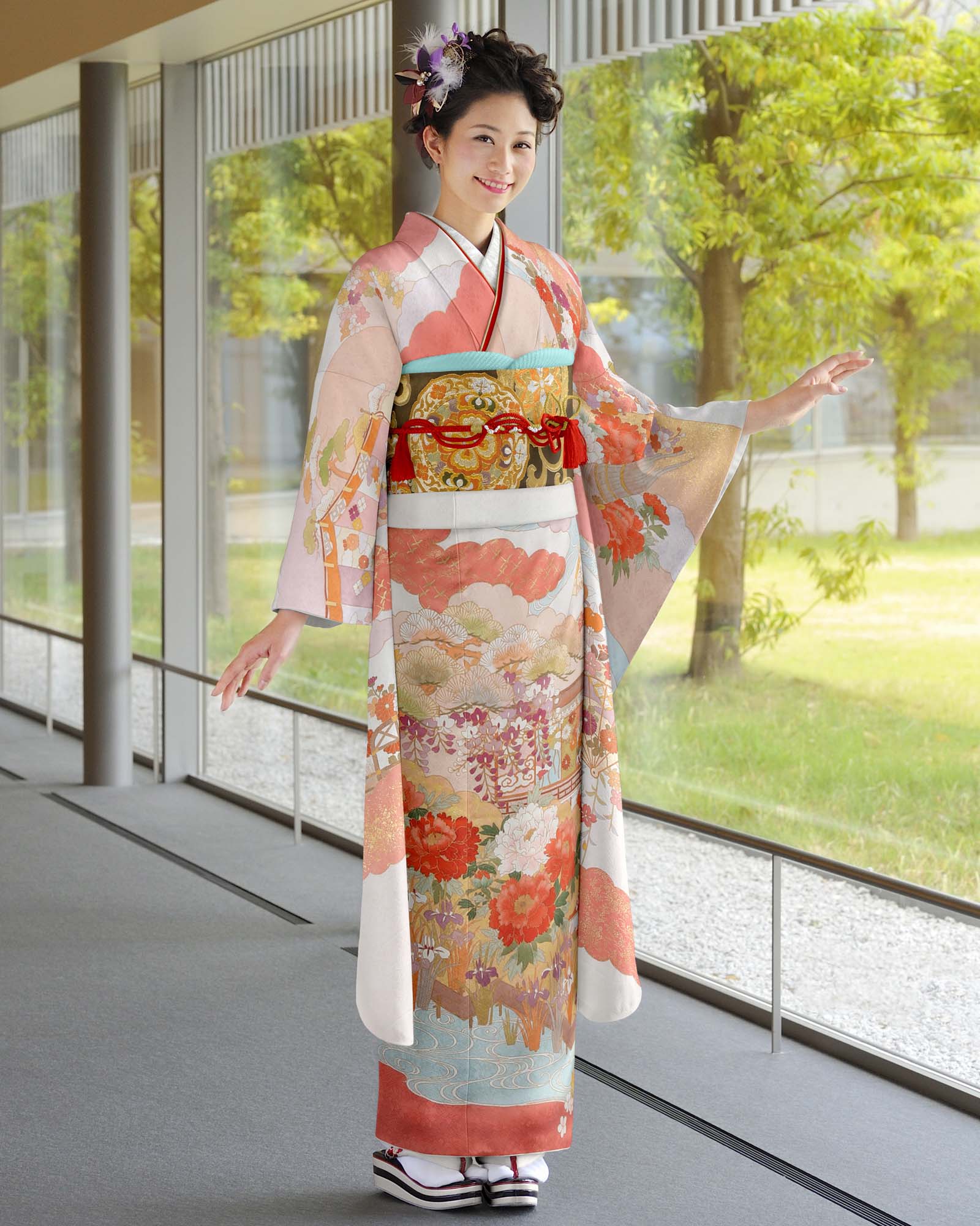 ロイヤル作家 藤井寛作 手描き京友禅振袖 『古都彩花』