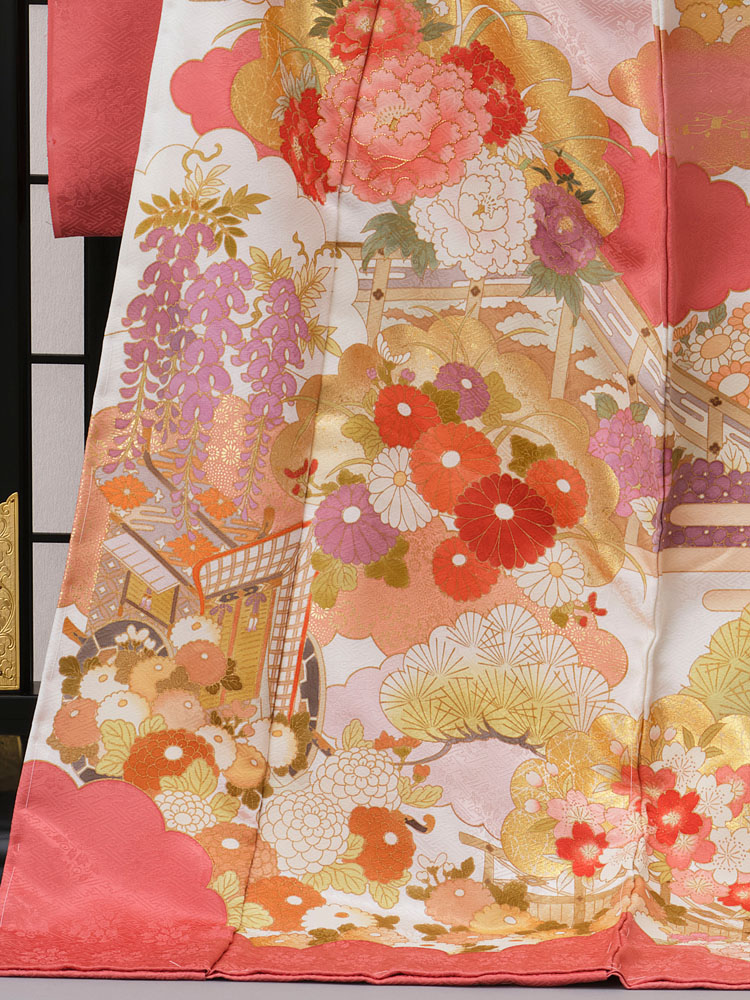 藤井寛作 手描き京友禅振袖 王朝四季に松百花